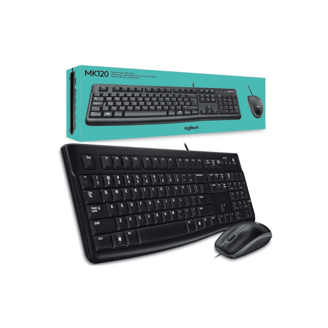 Combo teclado y Mouse Logitech Alámbrico MK120