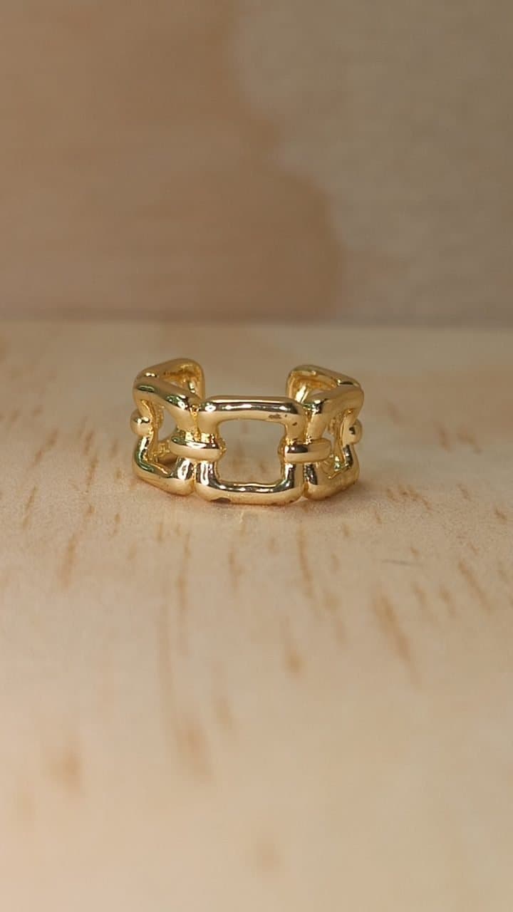 Earcuff Golden Chain – Rodio con Baño Dorado