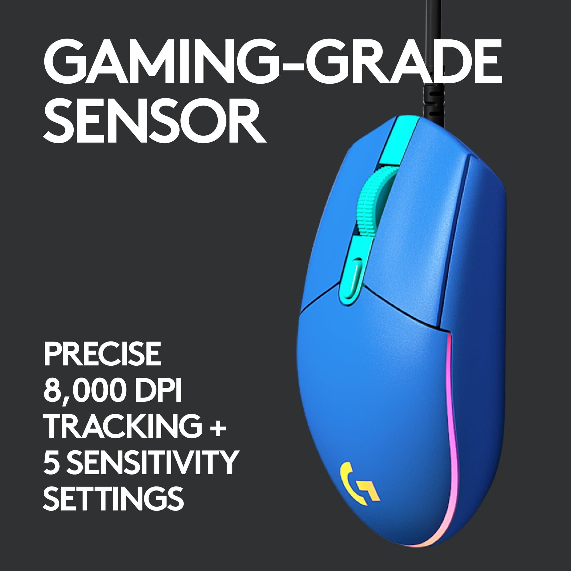 Mouse Logitech Gamer G203 alámbrico Lightsync Azul.