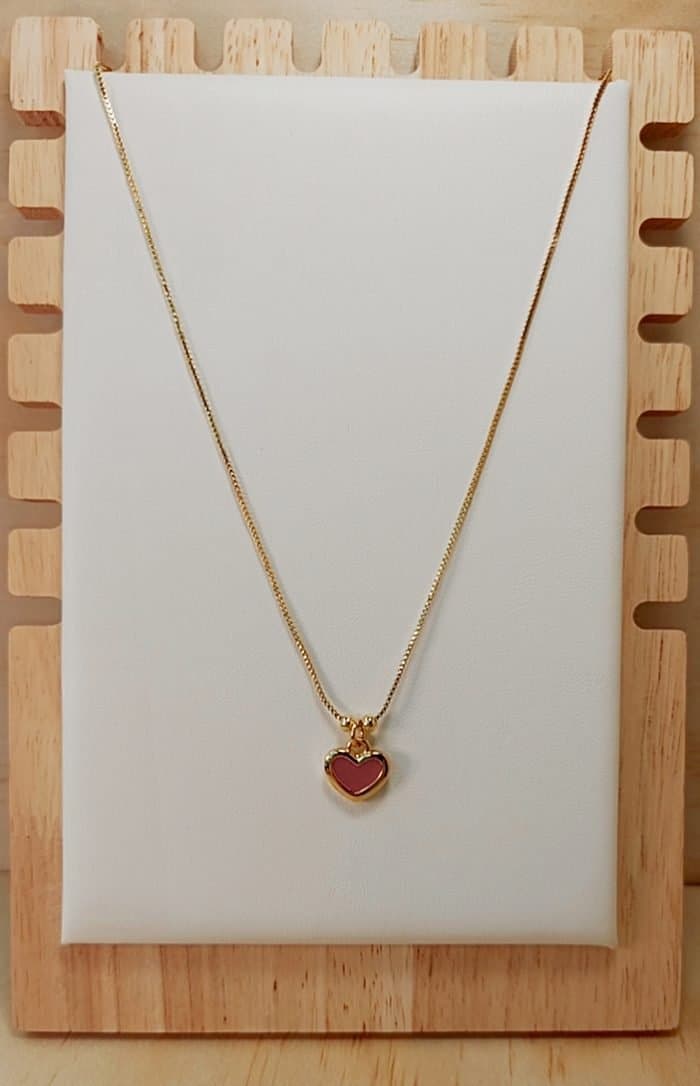 Collar Sweet Pink Heart – Rodio con Baño Dorado y Dije Esmaltado